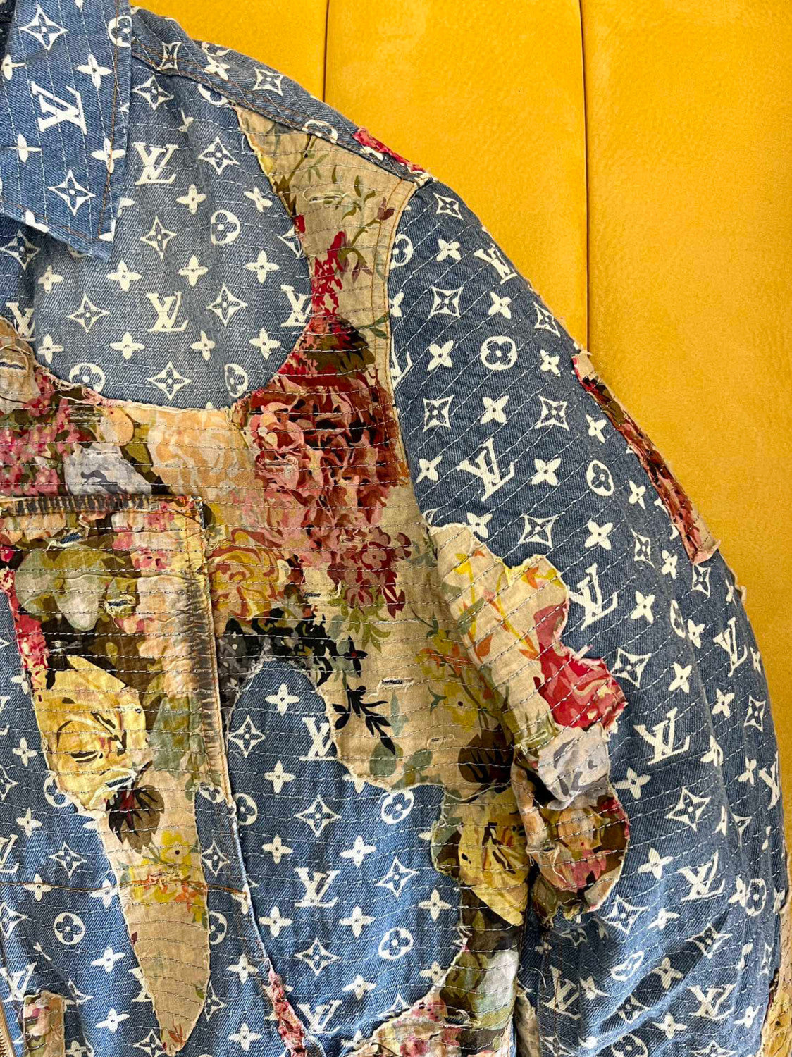 Louis Vuitton Floral Print Denim Zip Jacket #96522