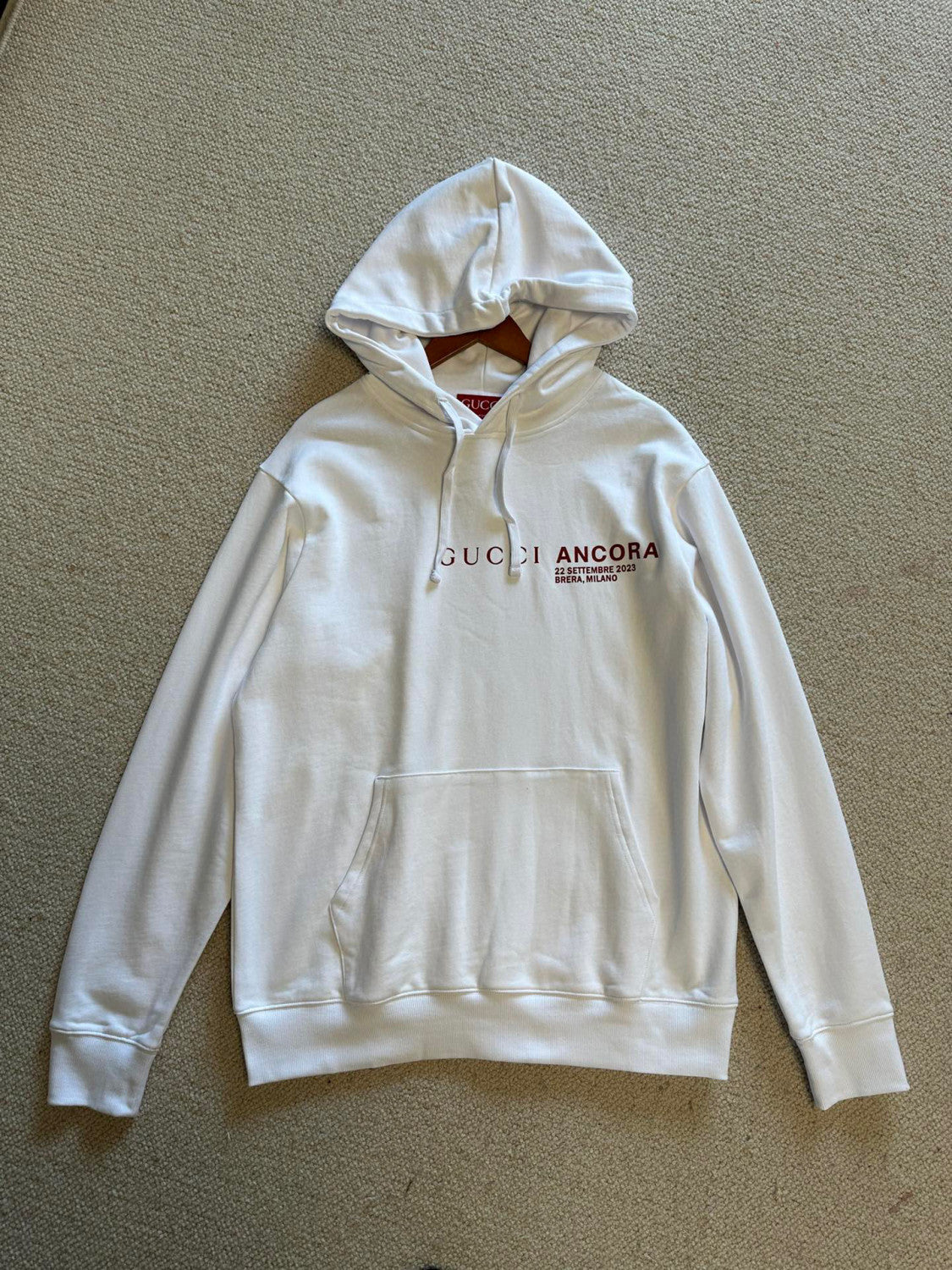 Gucci Men's and Women's Genderless Fall And Winter Models White Cotton Hooded Sweatshirt Pullovers #97232