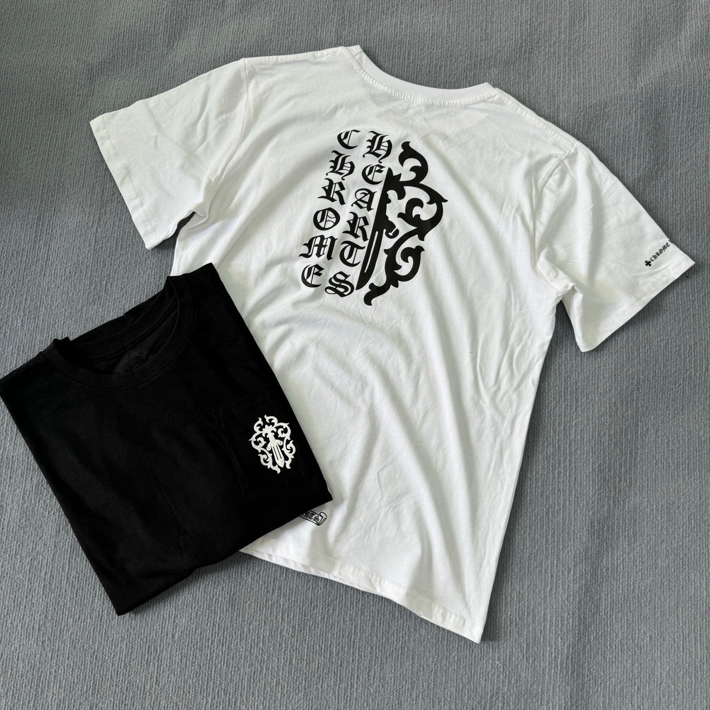 Chrome Hearts Men's Summer Solid Color Sanskrit Print Round Neck Cotton Short Sleeve T-Shirt #77172