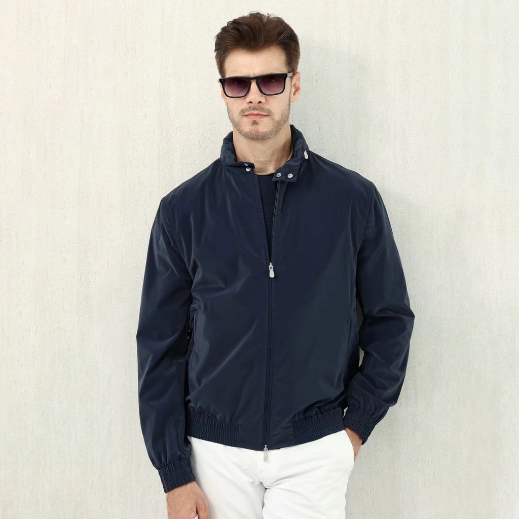 Brunello Cucinelli Men's Spring/Fall Fashion Casual Stand Collar Zipper Waist Elastic Long Sleeve Jacket #78776