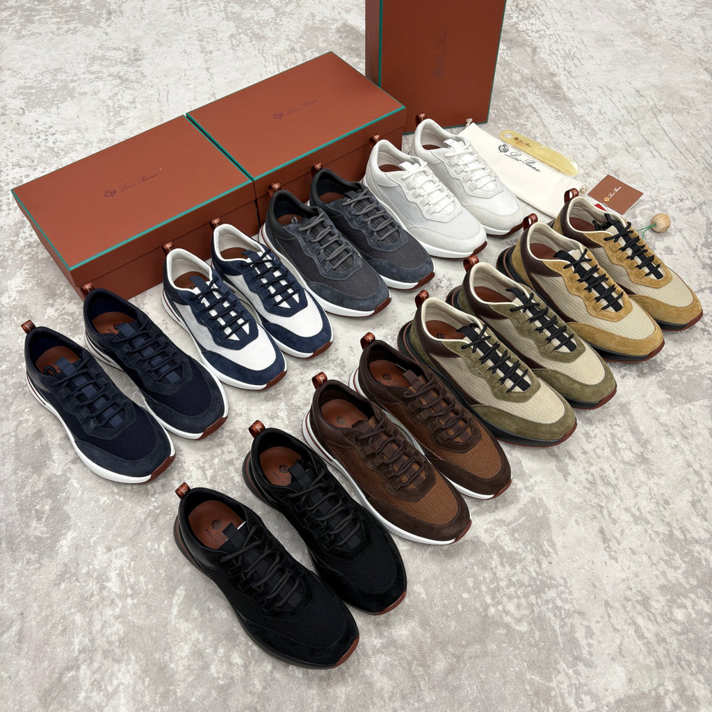 Loro Piana Week End Walk Mesh Cowhide Suede Casual Sneakers #381648