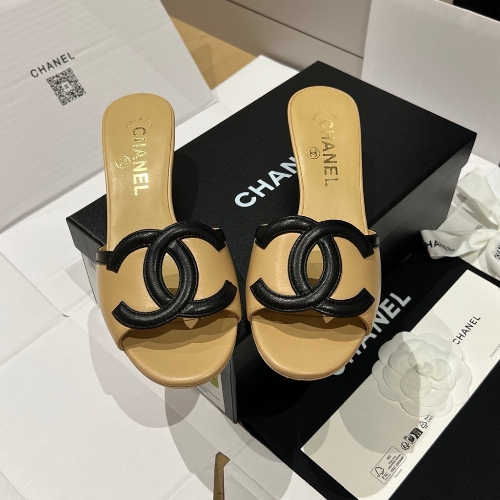 Chanel CC Kitten Heel Sandals #382676