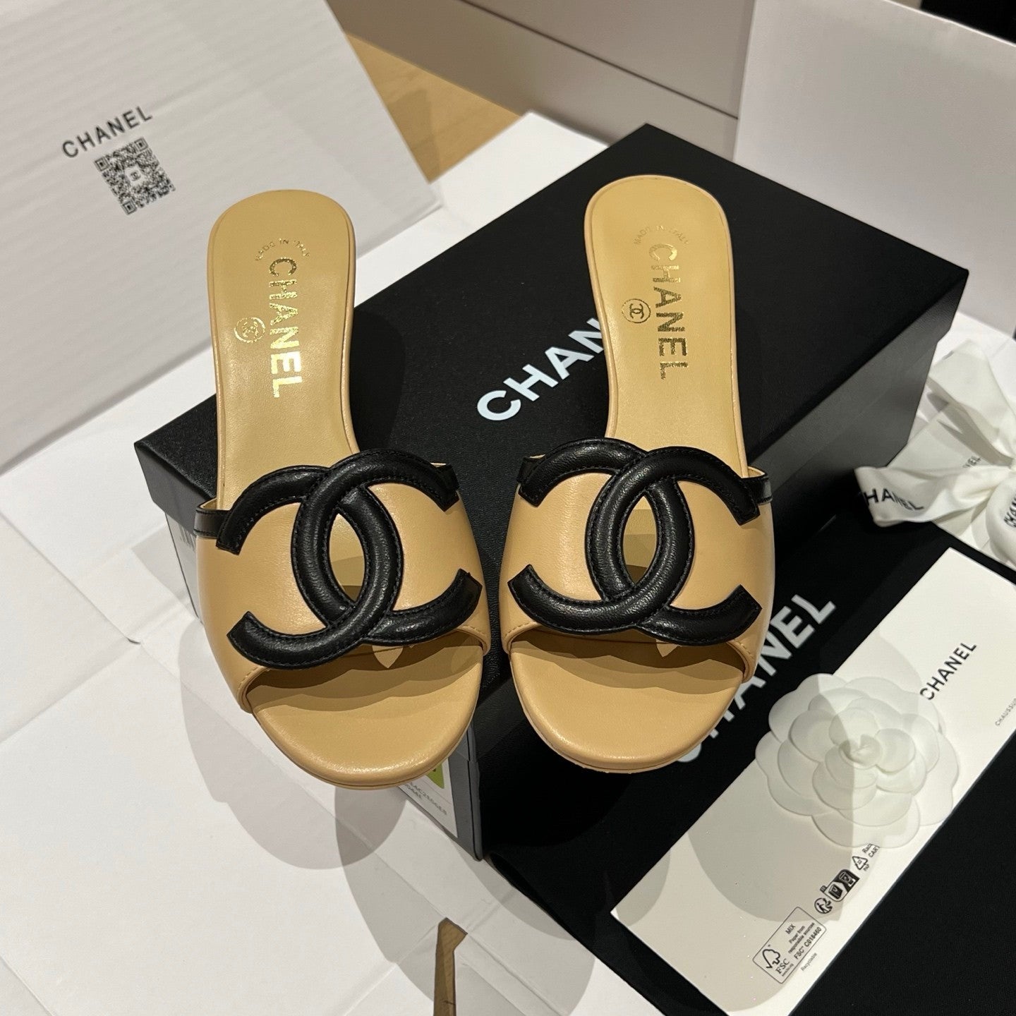 Chanel CC Kitten Heel Sandals #382676
