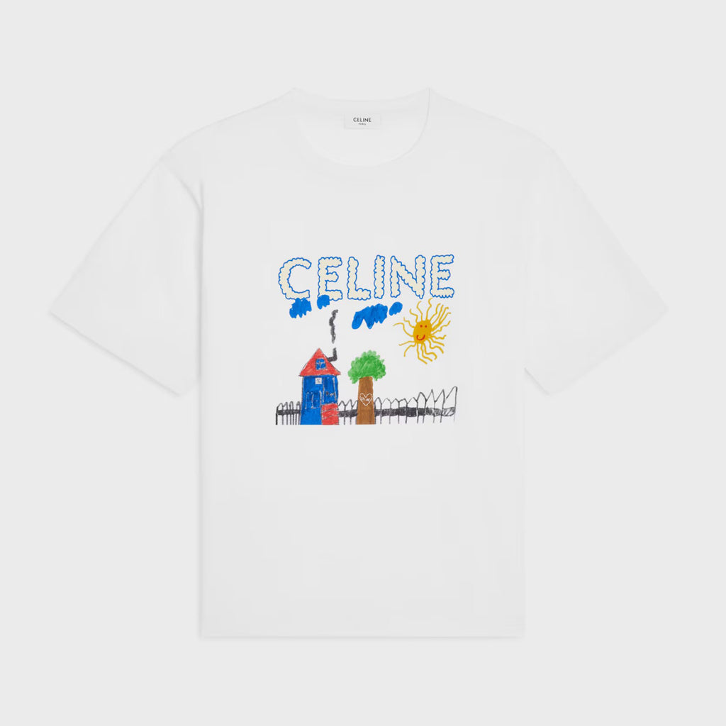Celine Men's And Women's Summer Children's Painting Pattern Printed Round Neck Cotton Short Sleeved T-shirt #77821