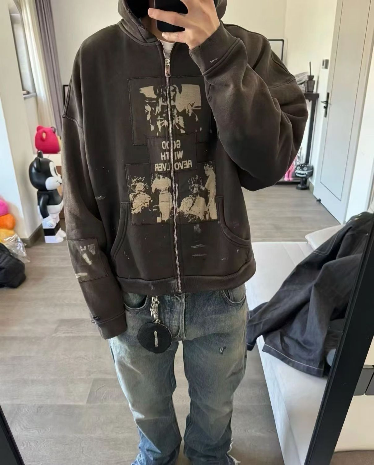 Chrome Hearts Scroll-pattern Lobster Clasp Cross-embossed Wallet Limited Edition High-street Fashion Trendy Accessories Handbags Headphone Case Bags #195953