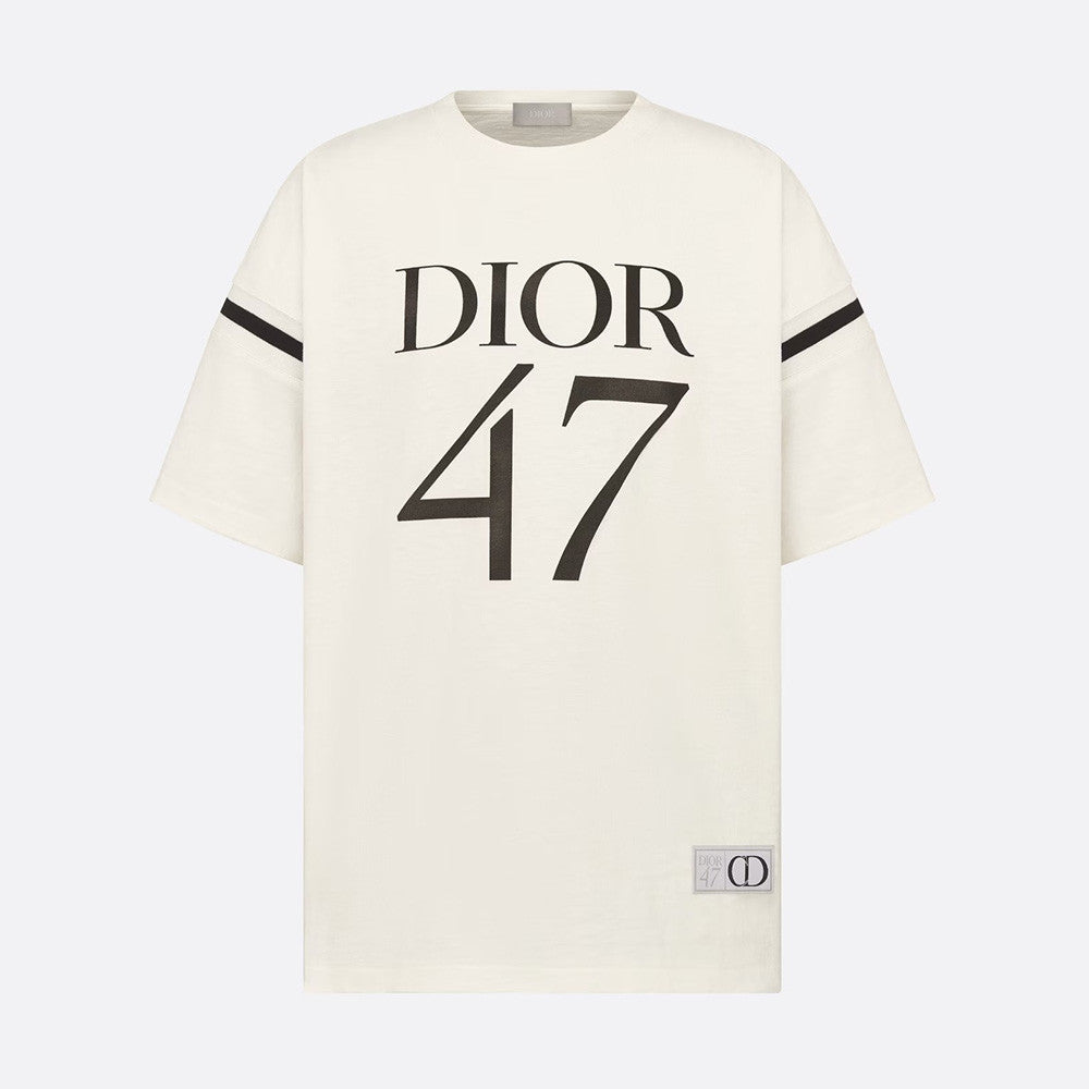 Dior Men's Summer Solid Color Letter Print Round Neck Loose Cotton Short Sleeve T-Shirt #97768