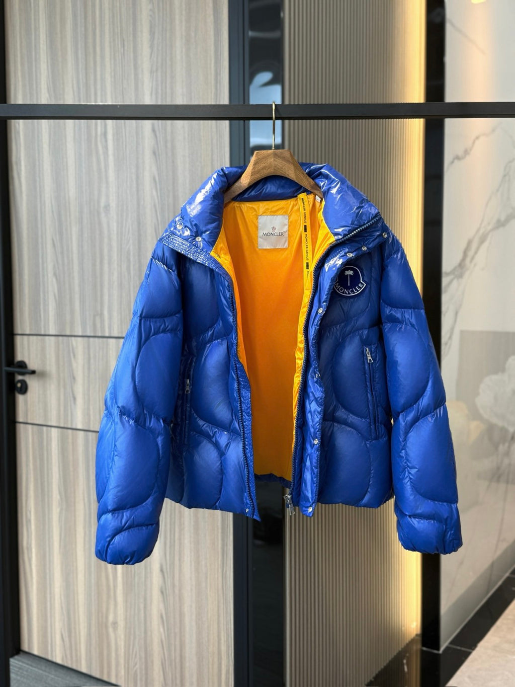 Moncler x Palm Angel  Men's And Women's Winter Fashion Casual Solid Color Zipper Single Button Windproof White Goose Down Jacket Cotton Coat Jacket #79142