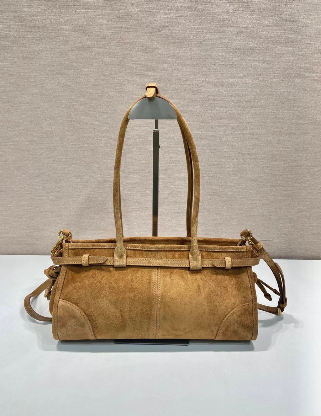 Prada Women's Soft Lux Collection Medium Suede Brushed Leather Logo Solid Color Handbags Casual Crossbody Bag Bags 1BA426_2C4S_F0401 #71977