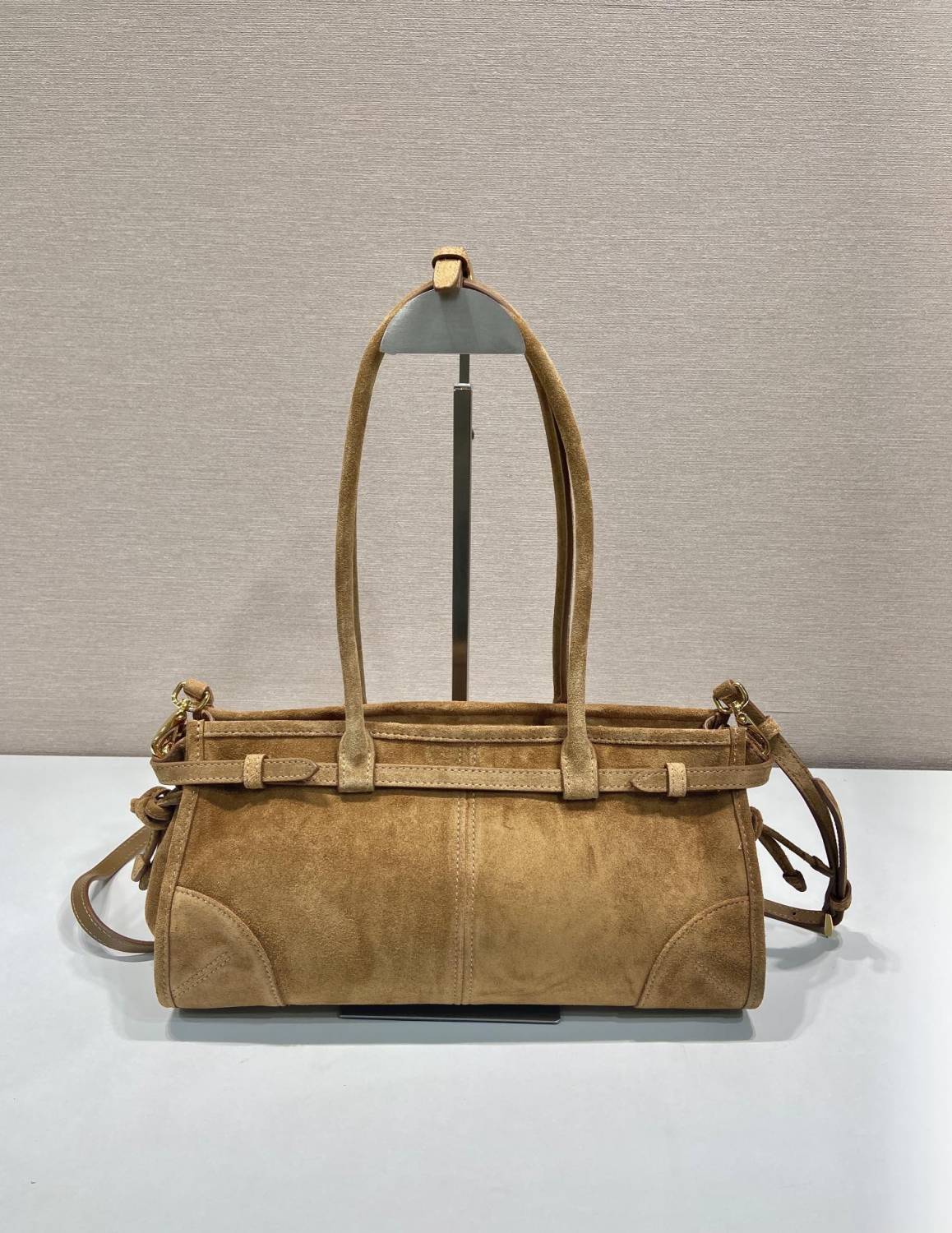 Prada Women's Soft Lux Collection Medium Suede Brushed Leather Logo Solid Color Handbags Casual Crossbody Bag Bags 1BA426_2C4S_F0401 #71977