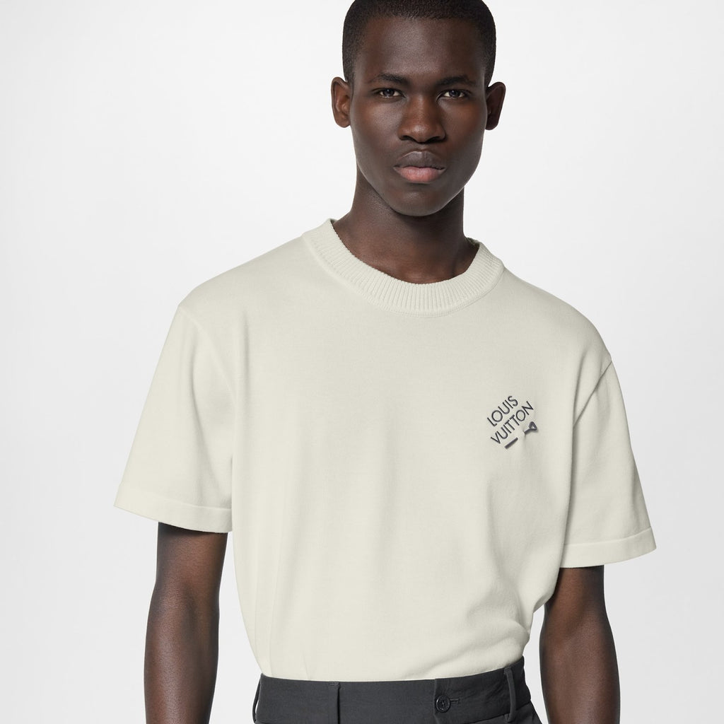 Louis Vuitton Men's Summer Embroidered Logo Round Neck Cotton Short Sleeve T-Shirt #98647