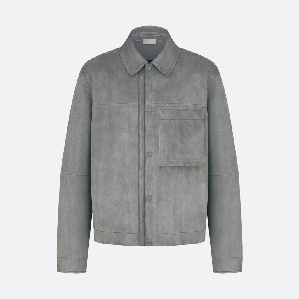 Dior Men's Embossed Logo Spring/Fall High-Street Collar Solid-Color Single-Breasted Leather Short Jacket Ngvp #2598