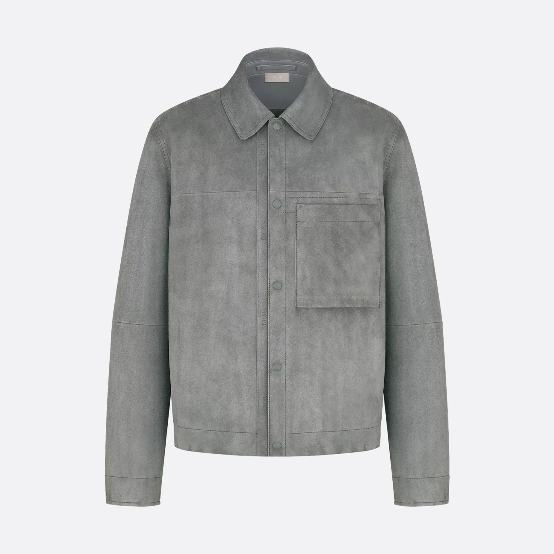 Dior Men's Embossed Logo Spring/Fall High-Street Collar Solid-Color Single-Breasted Leather Short Jacket Ngvp #2598