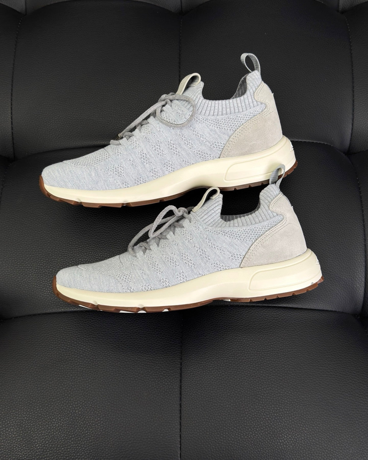DIOR B80 Lounge Sneaker Dior Gray Cannage Cashmere Wool and Silk Knit with Dior Gray Suede#336623