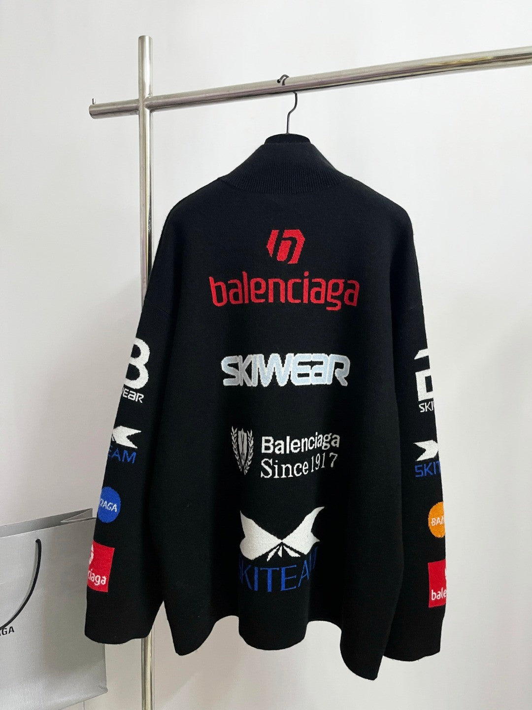 Balenciaga Men's and Women's Spring and Autumn Letter Printed High Neck Drop Shoulder Long Sleeve Sweater #74155