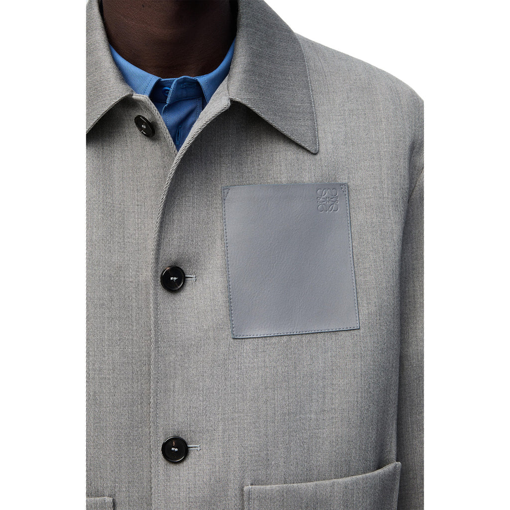 Loewe Men's Autumn And Winter Wool Work Jacket Solid Colour Pockets Loose Fit Lapel Single-breasted Fashion Casual Jacketï»? #71842