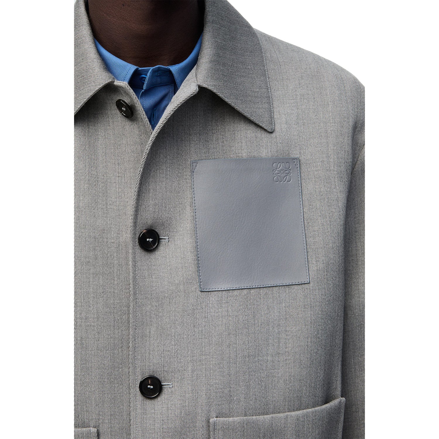 Loewe Men's Autumn And Winter Wool Work Jacket Solid Colour Pockets Loose Fit Lapel Single-breasted Fashion Casual Jacketï»? #71842
