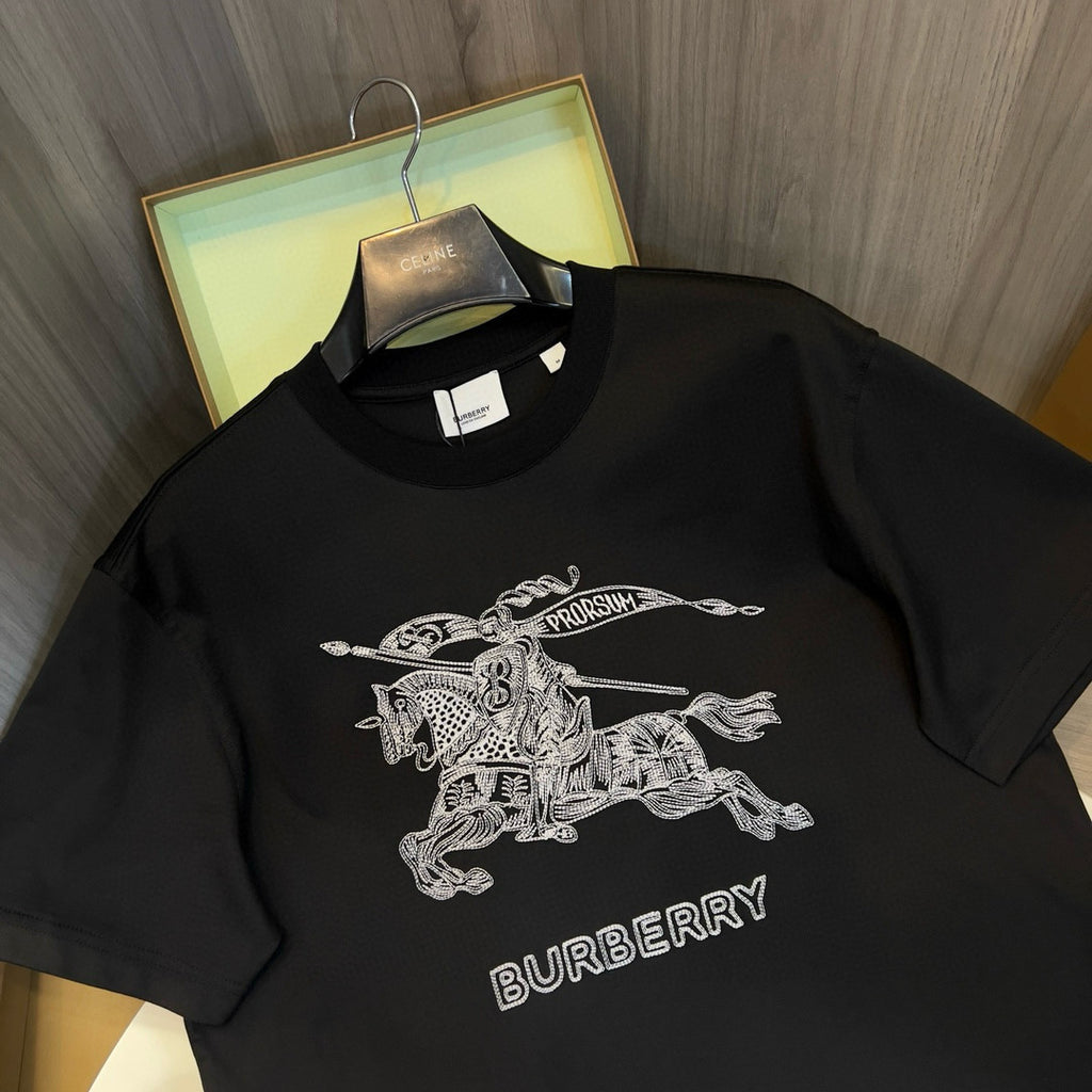 Burberry Men's Summer Embroidered Knight Pattern Printed Solid Color Crew Neck Short Sleeve T-Shirt #77827