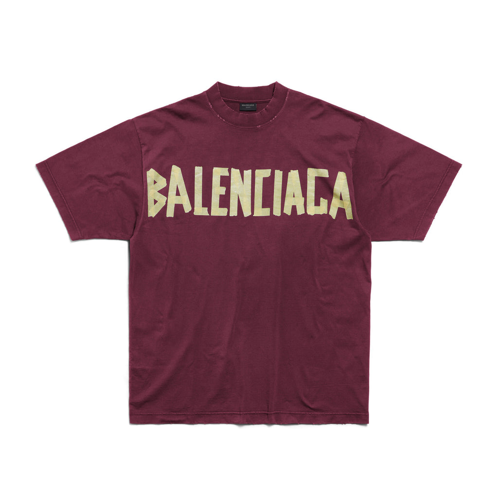 Balenciaga Men's Summer Crimson Letter Print Round Neck Regular Fit Short Sleeve T-Shirt #98985