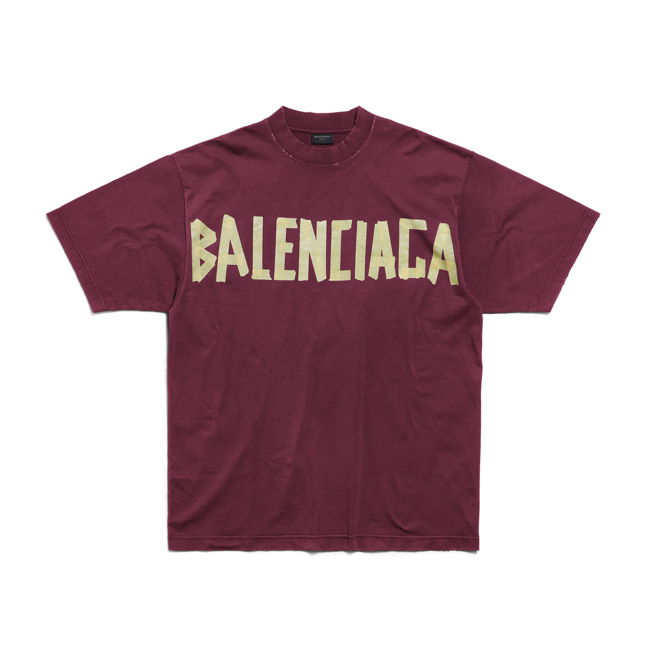 Balenciaga Men's Summer Crimson Letter Print Round Neck Regular Fit Short Sleeve T-Shirt #98985