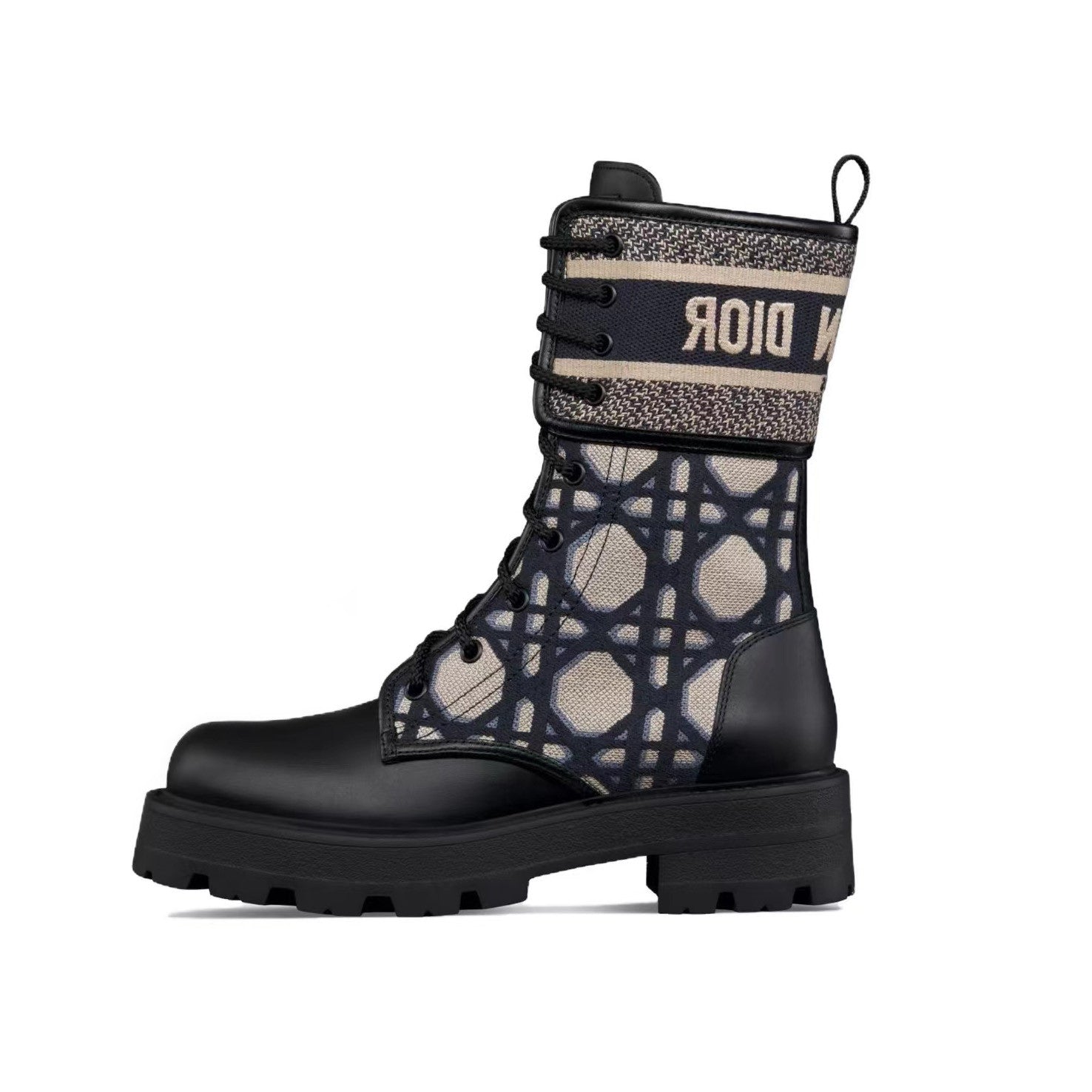 Dior Women's Autumn/Winter Fashion Casual Round Toe Lace Up Leather Light Sole Embroidered Lace Up Martin Boots Shoes #78289