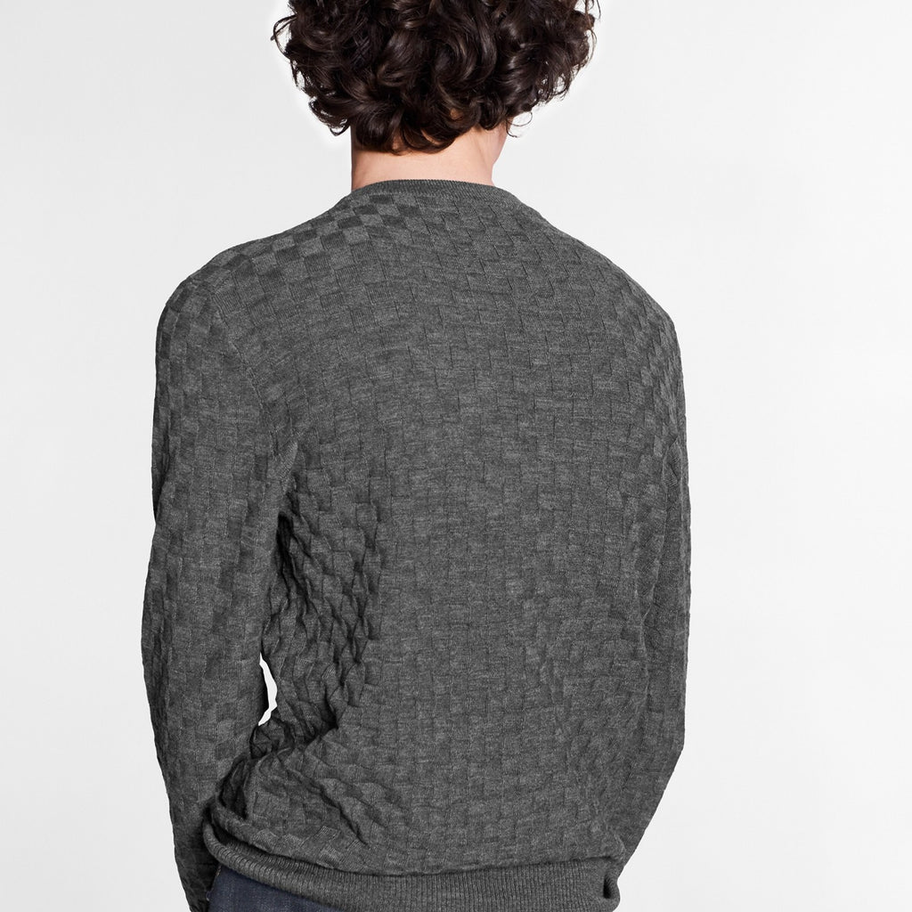 Louis Vuitton Men's Spring. Autumn And Winter Damier Signature Crew Neck Plaid Solid Color Long Sleeve Fitted Wool Sweater Ngvp #9311