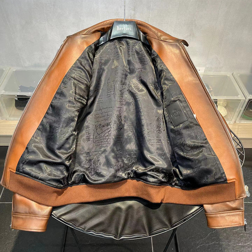 Berluti Long Sleeve Leather Jacket Ngvp #6375