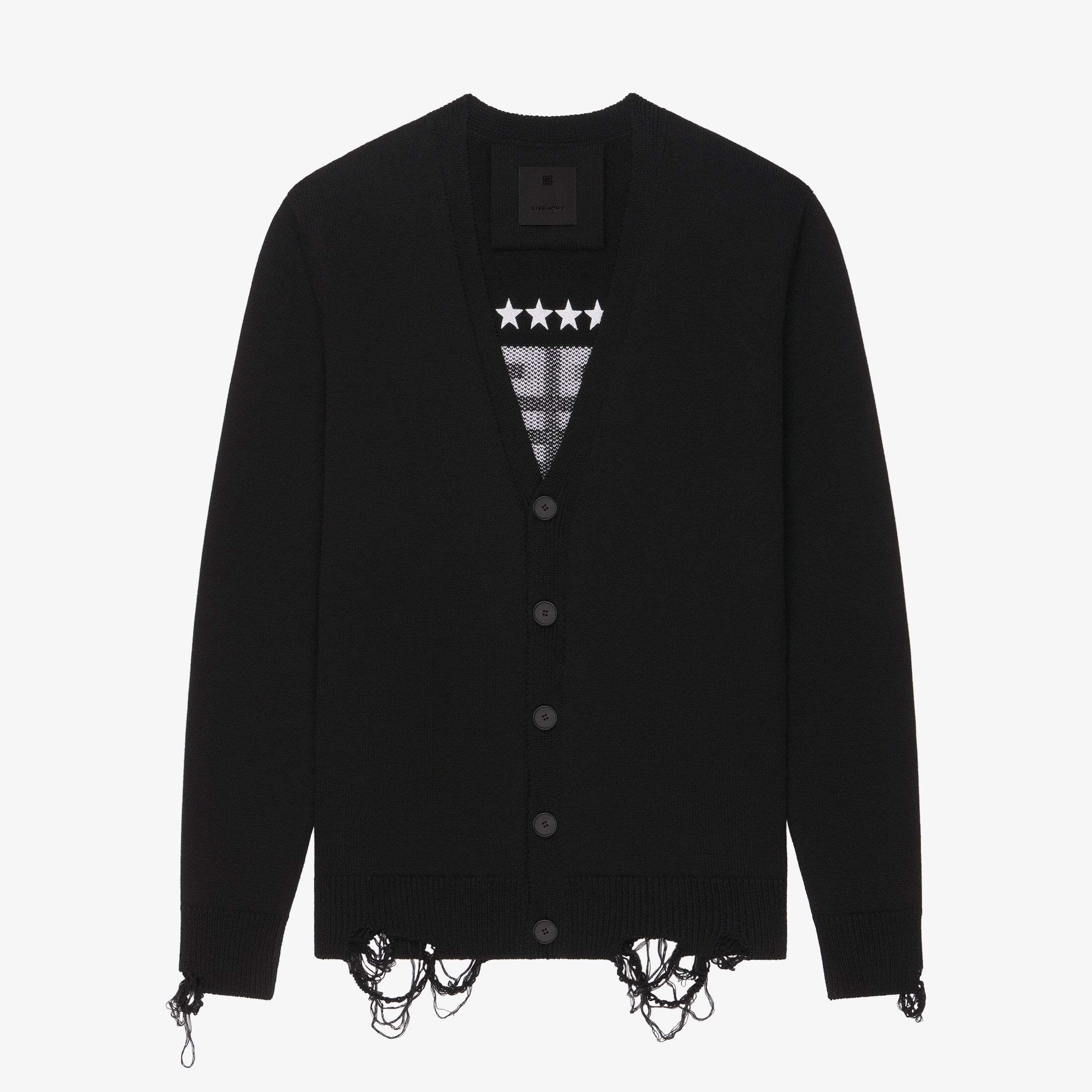 Givenchy Men's Spring Summer Black Cotton Knit V-Neck Long Sleeve Cardigan #97713