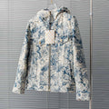 Louis Vuitton Men's Winter Floral Jacquard Washed And Fringed Denim Jacket Down Jacket Warm Fit Coat Ngvp #7626