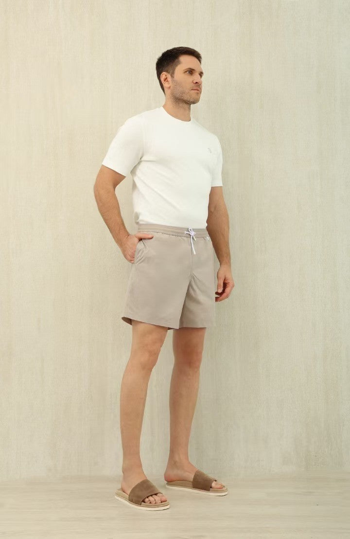 Loro Piana Men's Summer Letter Solid Color Mid Waist Tie Straight Bay Swim Shorts Ngvp #9959