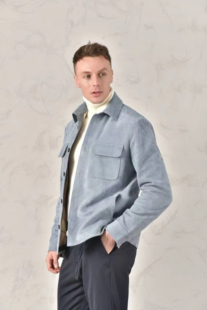 Loro Piana Men's Spring And Fall Fashion Lapel Suede Single-breasted Casual Temperament British Work Wind Jacket Ngvp #7928