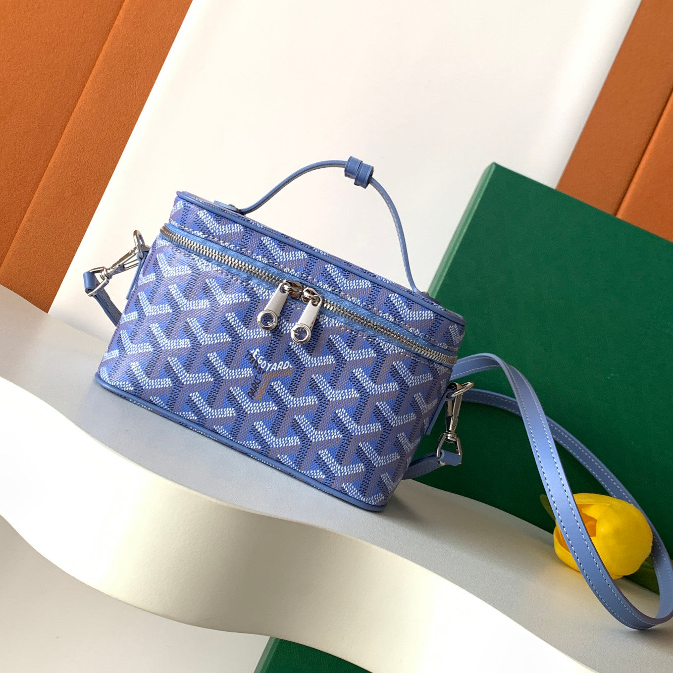 GOYARD MUSE Women's Fashion Classic Double Zip Closure Adjustable Strap Mini Makeup Bag Handbag Crossbody Bag Bags MUSEVAMINTY-09CL09P #79346