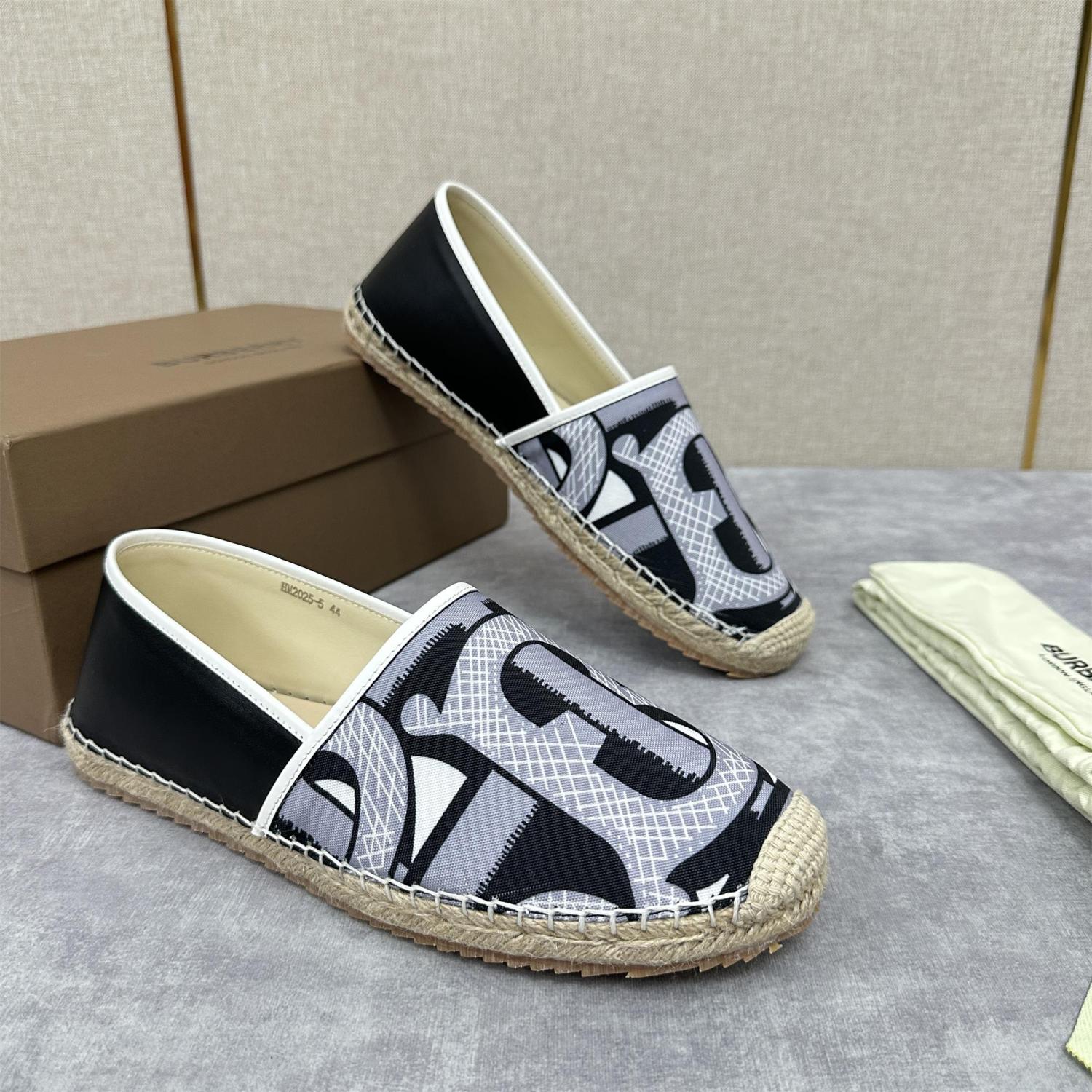 Burberry Men's Spring Summer Check Print Mews Cotton Woven Loafers Shoes #76884
