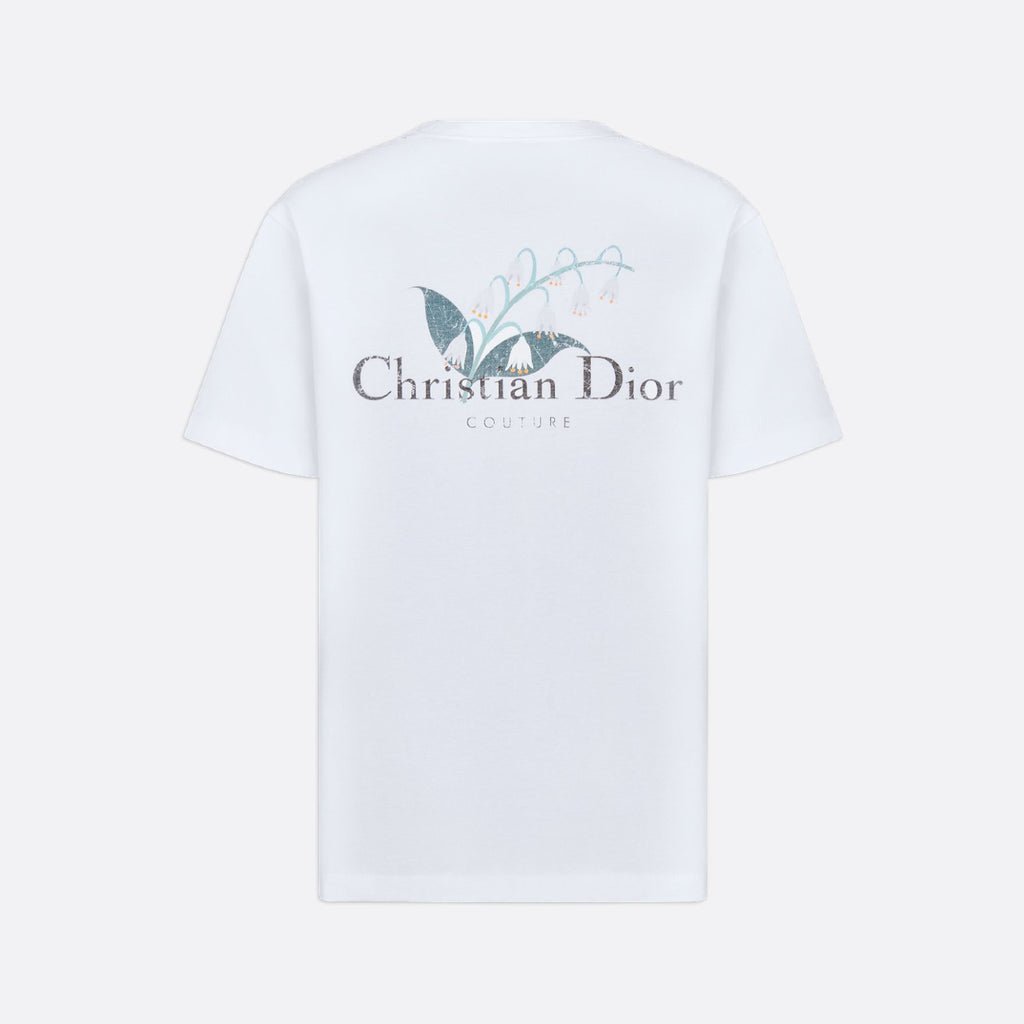 Dior Men's Summer Solid Color Floral Pattern Letter Print Round Neck Cotton Short Sleeve T-Shirt #76737