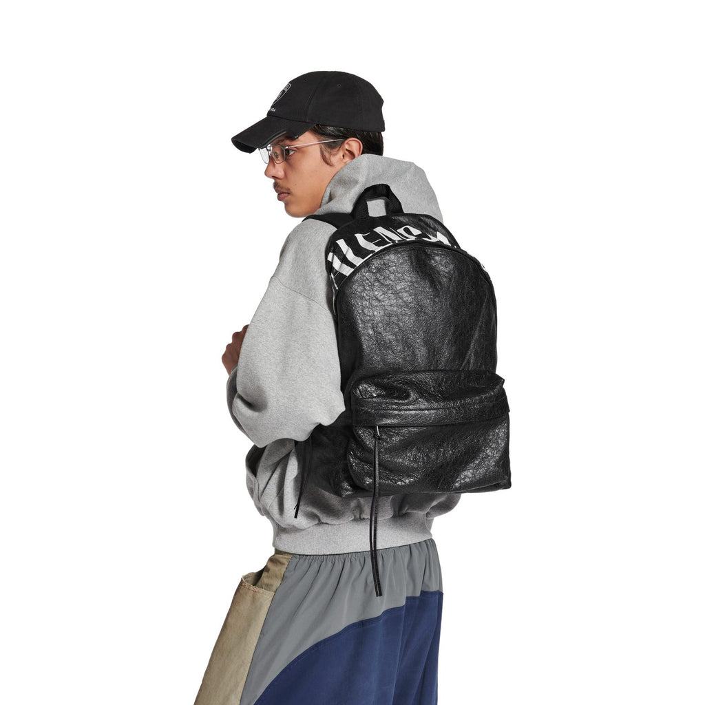 Balenciaga Men's Editor Backpack In Black/white Shoulder Bag Leather Zipper Fashion Trend Retro Bag Bags #81636