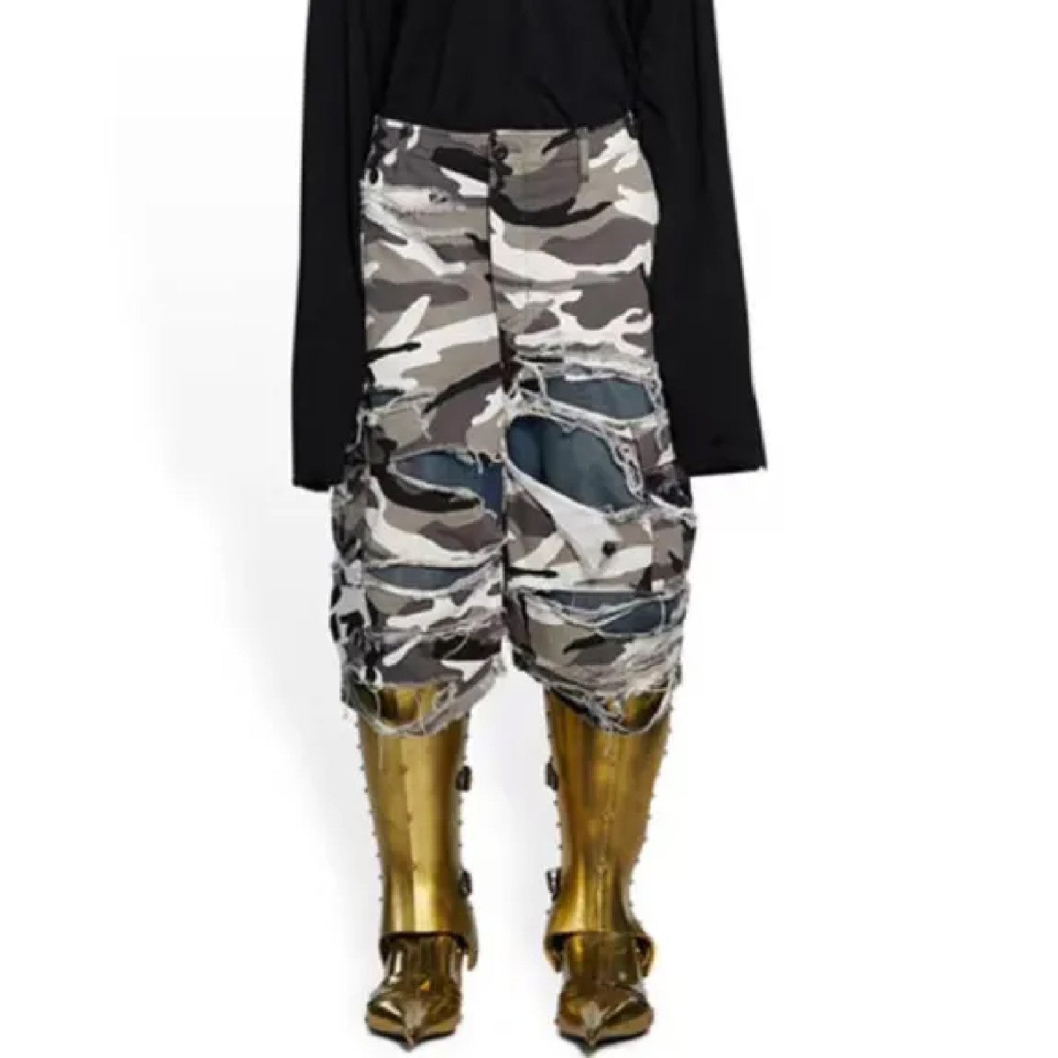 Balenciaga Men's And Women's Spring/summer Fashionable High Street Retro Distressed Camouflage Shorts Ngvp #5184