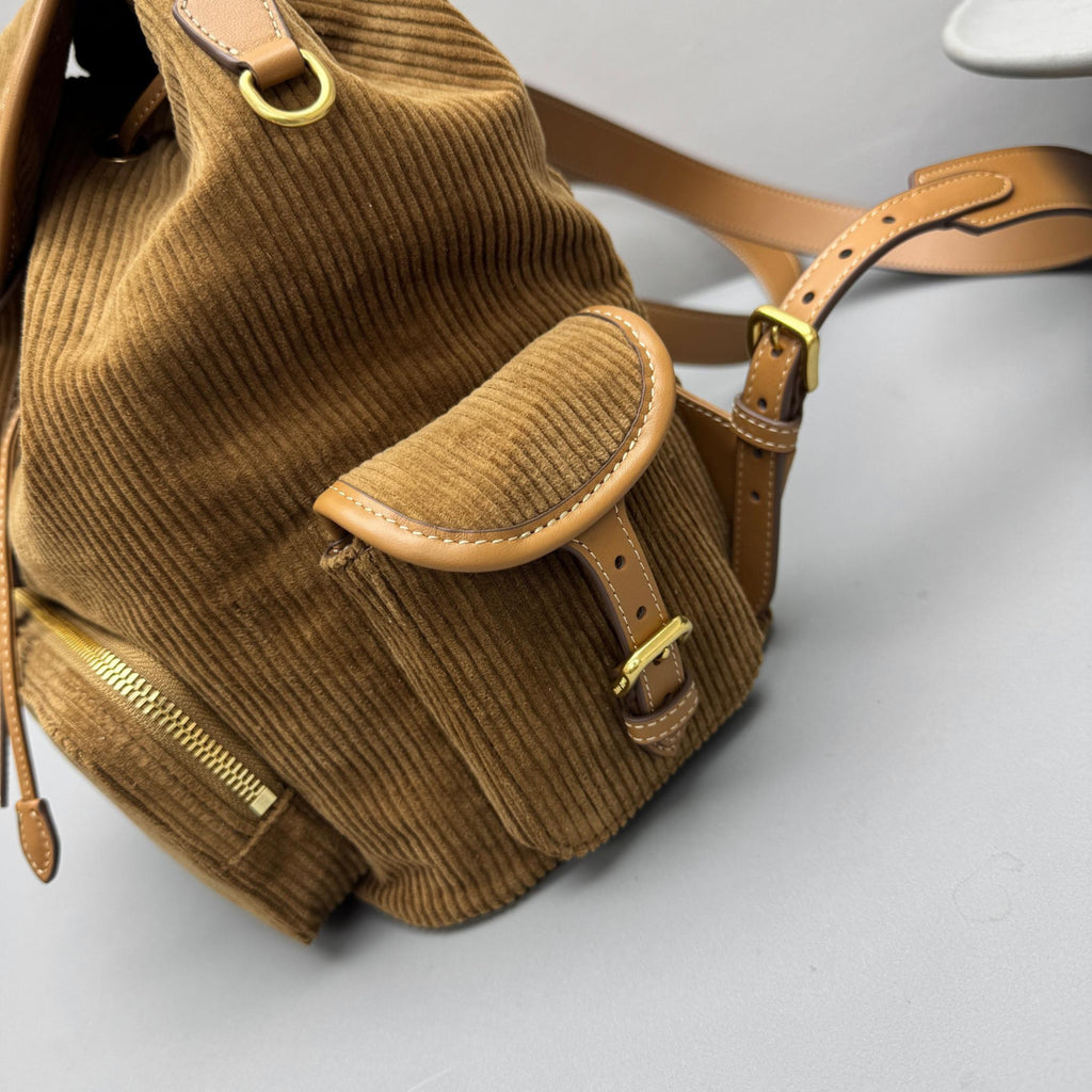 MiuMiu Large Cinnamon Corduroy Backpack #334155