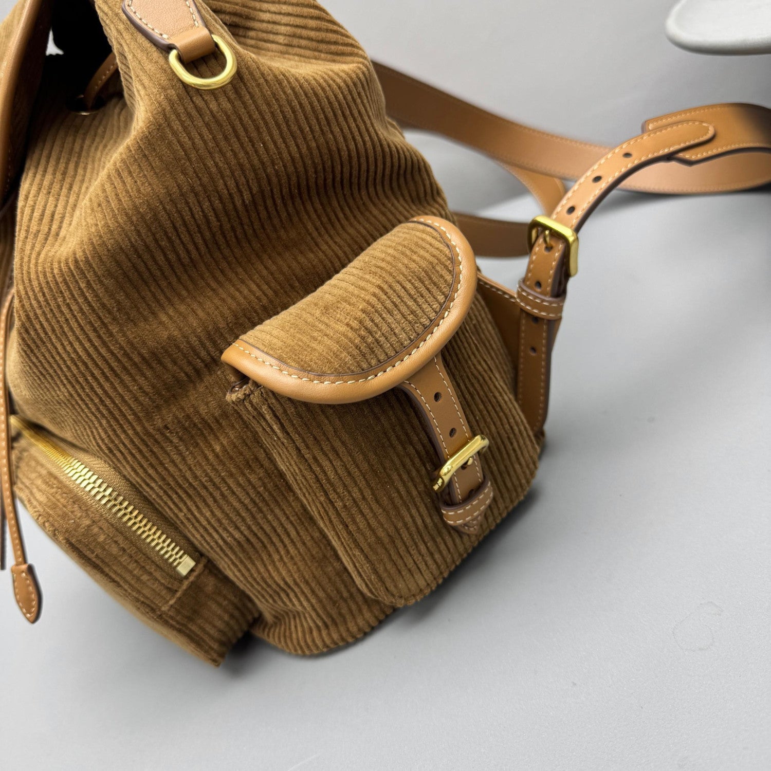 MiuMiu Large Cinnamon Corduroy Backpack #334155