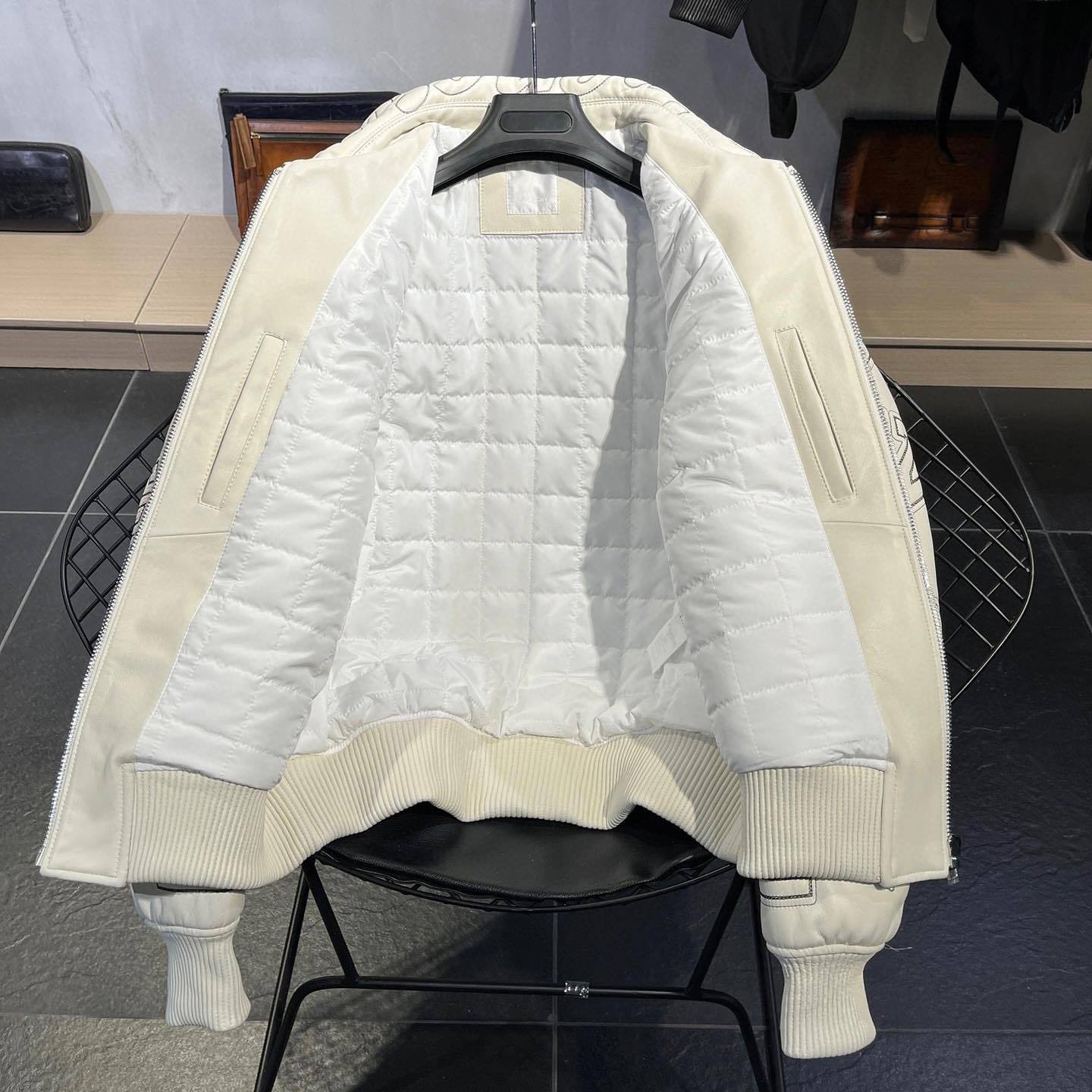 Givenchy Leather Embroidered Logo Bomber Jacket #91388