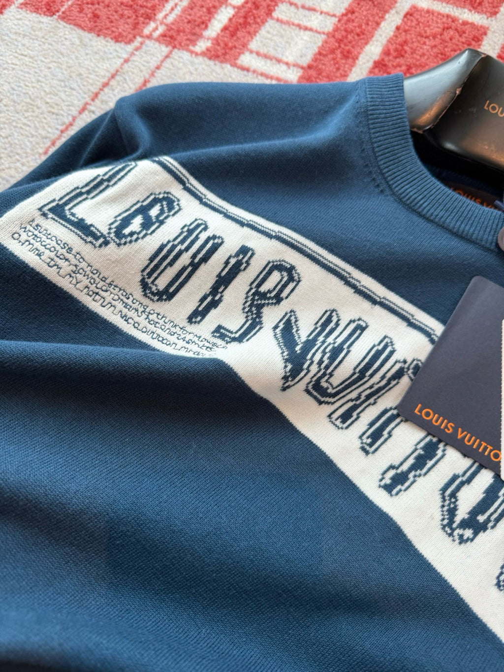Louis Vuitton Men's Summer Blue Letter Printed Straight Round Neck Cotton Short Sleeve T-Shirt #76457