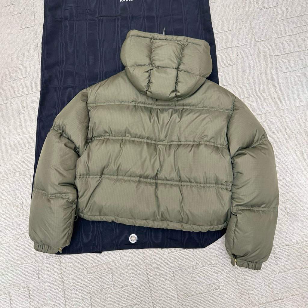 Celine Men's And Women's Winter Fashion Casual Hooded Zipper Single Button Solid Color Logo Embellished Long Sleeve Down Jacket #79123
