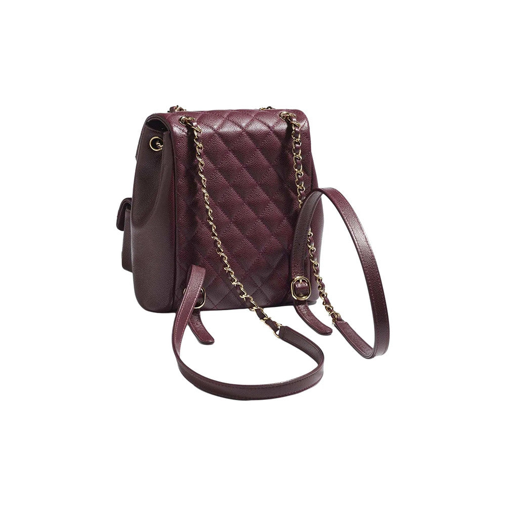 Chanel Women's Duma Bordeaux Red Leather Frog Large Backpack #332640