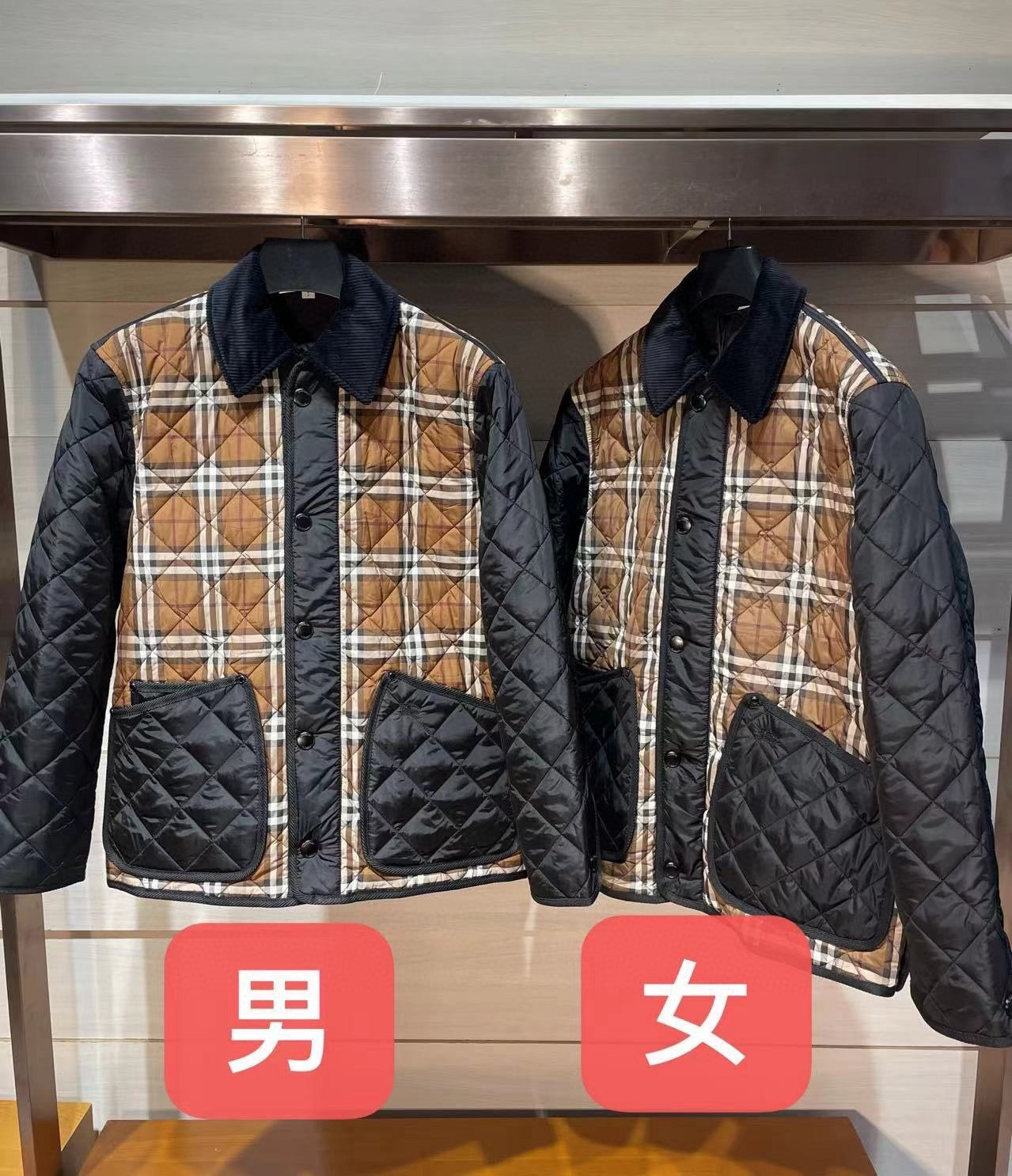 Burberry Men's And Women's Fall And Winter Color Blocking Plaid Print Single Breasted Loose Casual Long Sleeved Jacket #73144