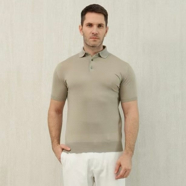 Loro Piana Men's Summer Lapel Straight Solid Color Fitted Pullover Short Sleeve Polo Shirt Ngvp #1554