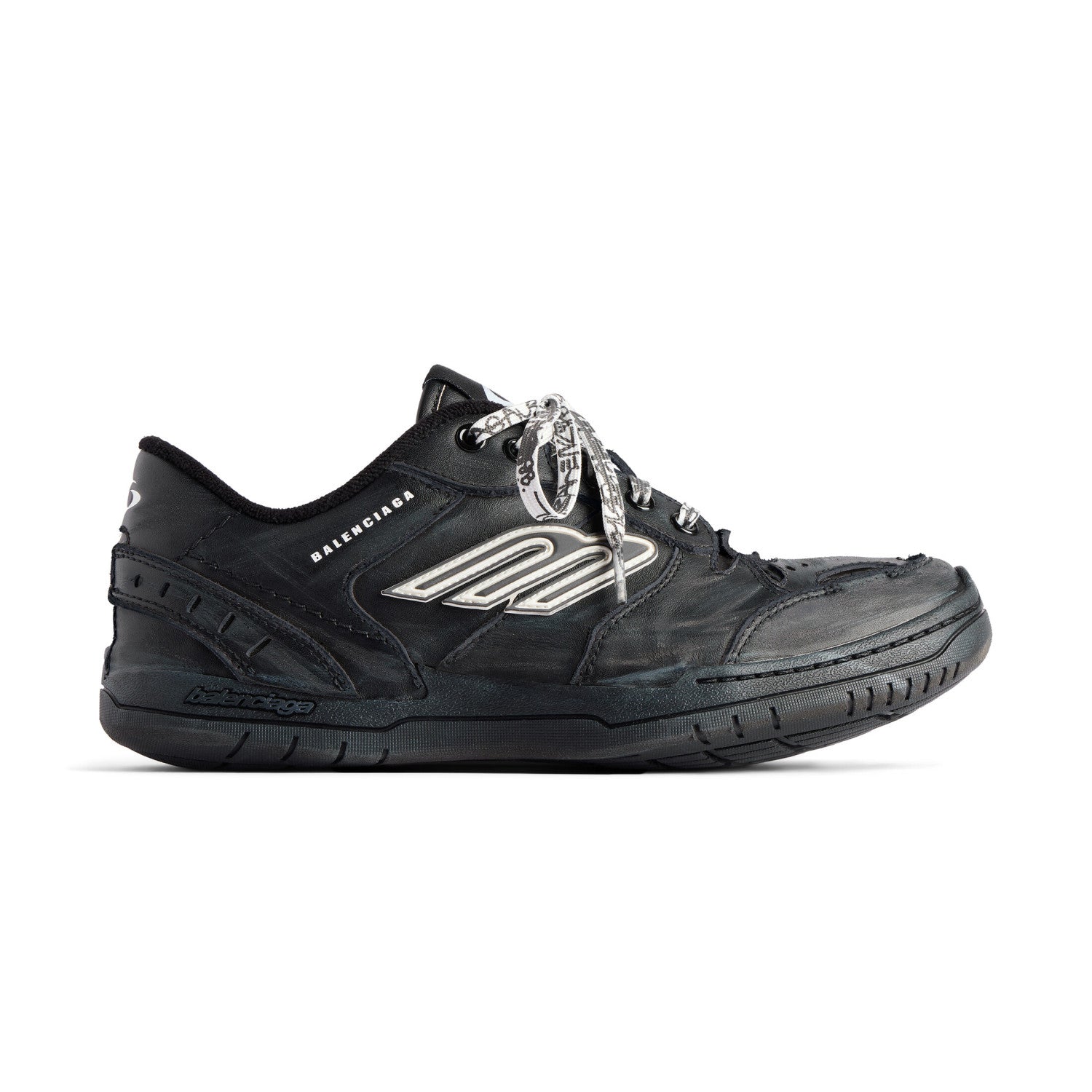 Balenciaga Hamptons Worn-Out Men's and Women's Solid Color Cowhide Leather and Polyester Low-Top Lace-Up Sneakers Shoes #77981