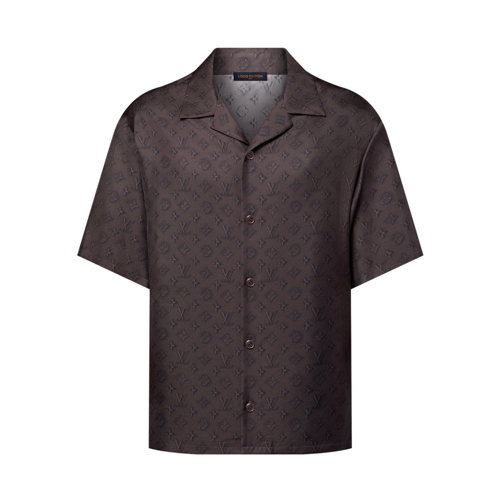 Louis Vuitton Men's Summer Logo Jacquard Single Breasted Casual Short Sleeve Shirt Stretch Waistband Shorts Set Suit #75979