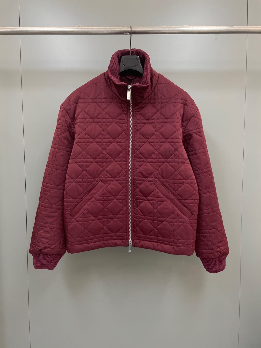 Dior Men's Autumn and Winter Solid Color Lapel Quilted Zipper Long Sleeve Jacket #74854