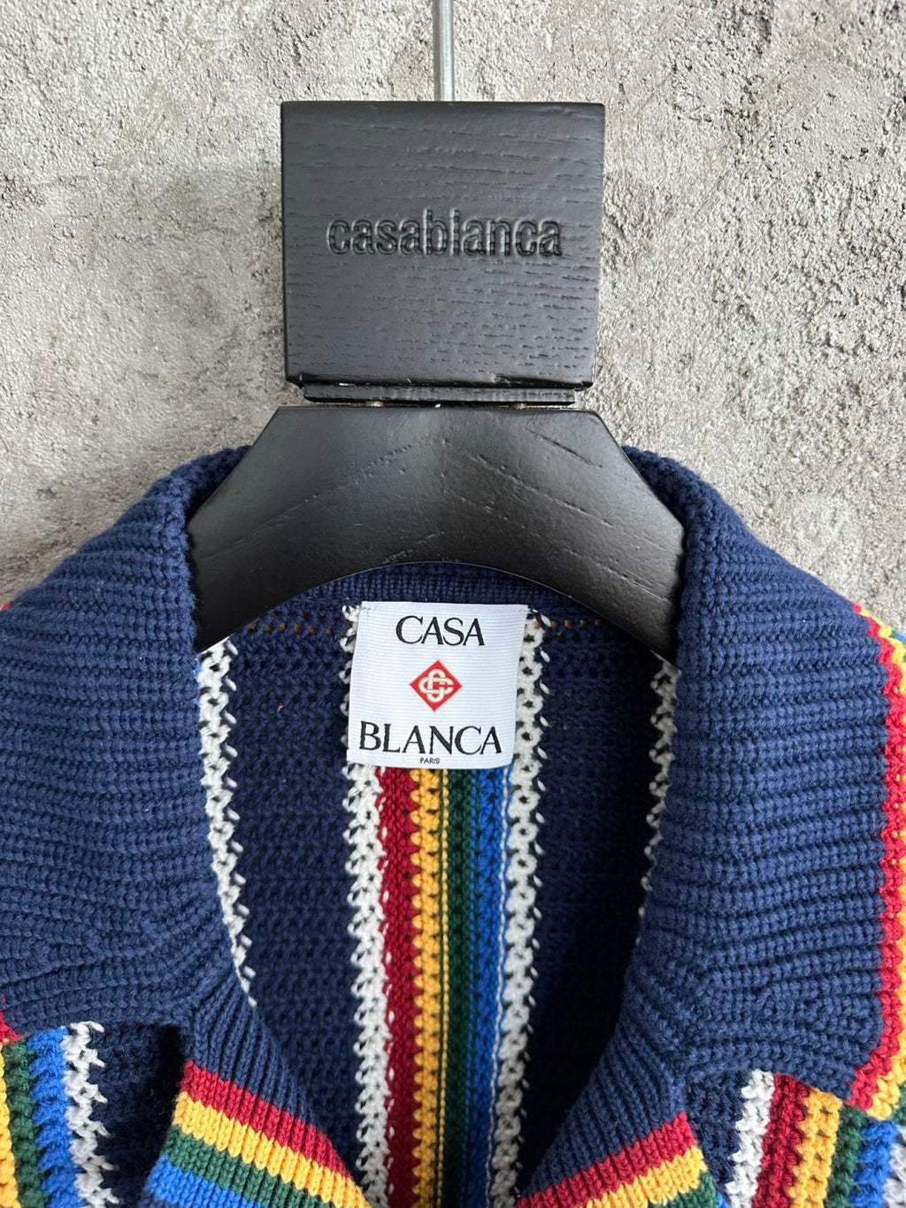 Casablanca Men's Spring And Summer Vertical Stripes Printed Single Breasted Long Sleeved Knitted Shirt Drawstring Tie Casual Knitted Shorts Suit Set #76349
