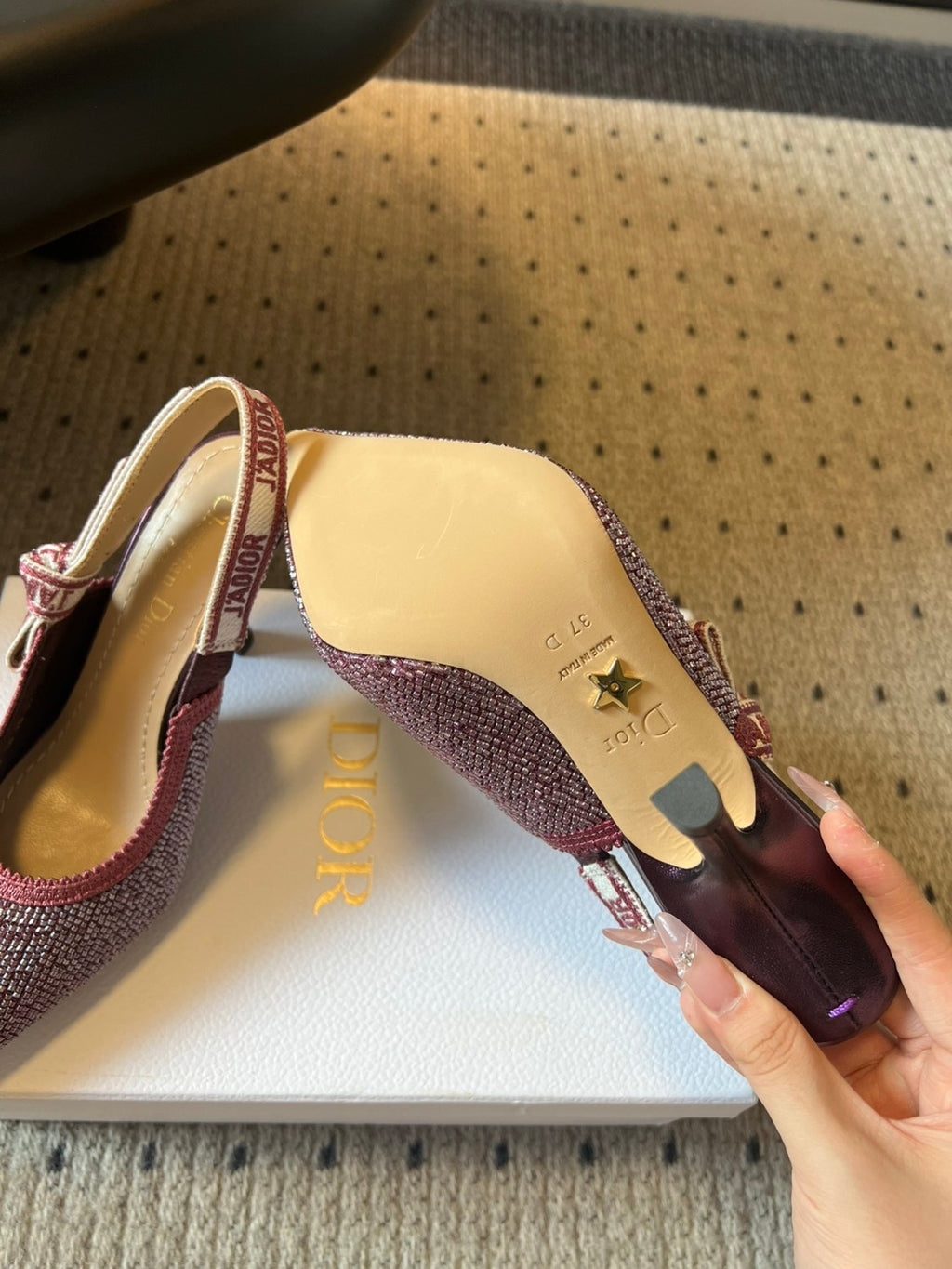 Dior J'Adior Women's Summer Solid Color Beaded Pointed Toe 10cm High Heel Sandals Shoes #77656