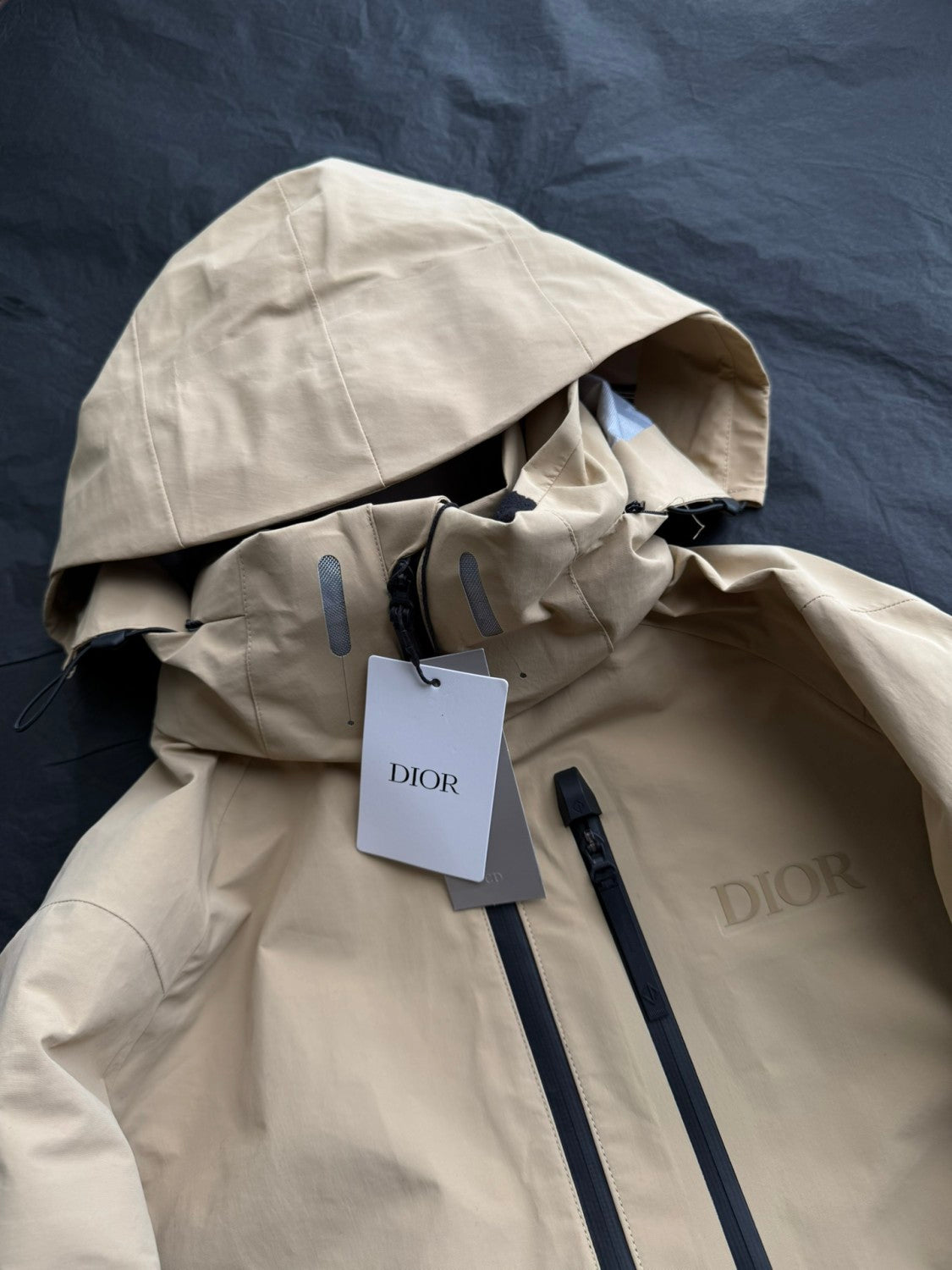 Dior Men's Autumn and Winter Solid Color Waterproof Windproof Hooded Zipper Long Sleeve Ski Suit Zipper Back Ski Pants Suit Set #74661