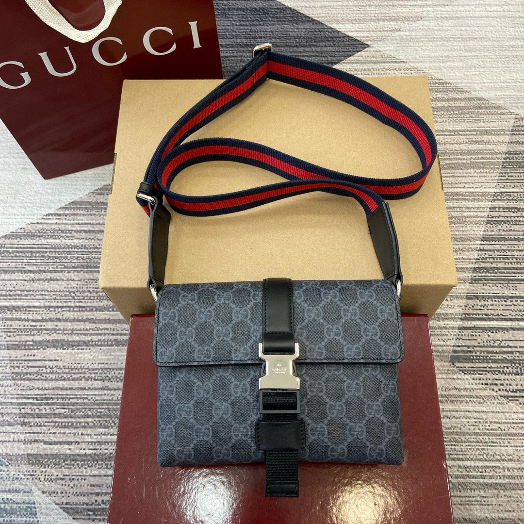 Gucci Men's Adjustable Shoulder Strap Solid Color Letter Print Buckle Closure Single Shoulder Crossbody Bag Bags #77194